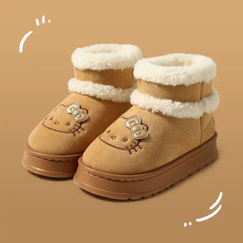 Girls Hello Kitty Snow Boots-Kawaii Comfort-size 36-37-khaki-Kawaii Comfort