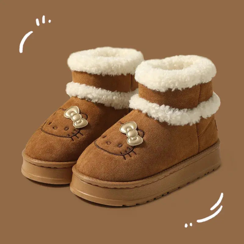 Girls Hello Kitty Snow Boots-Kawaii Comfort-size 36-37-brown-Kawaii Comfort