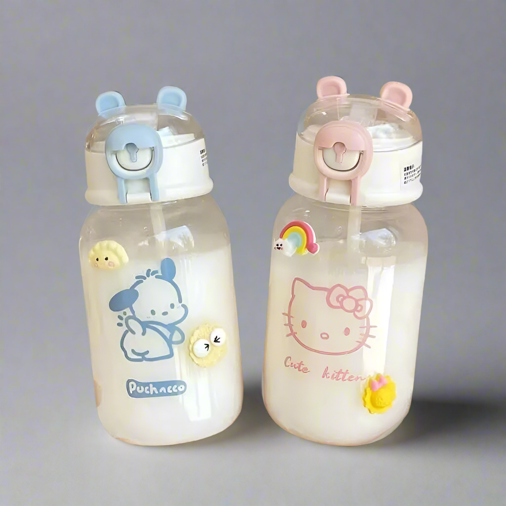 600ML Sanrio Hello Kitty  Transparent Straw Bottle