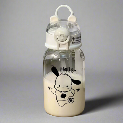 600ML Sanrio Hello Kitty  Transparent Straw Bottle