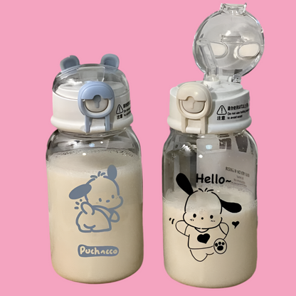 600ML Sanrio Hello Kitty  Transparent Straw Bottle